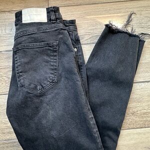 Zara Black Frayed Hem Jeans